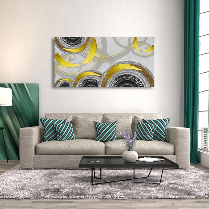 Yellow Abstract Smart Line Pictures Canvas Wall Art for Living room Bedroom Wall Decor,Smart Line Wall Art Print Paitnings for home Decor,Morden Artwork Full of Imagination Line Drawing Canvas Art