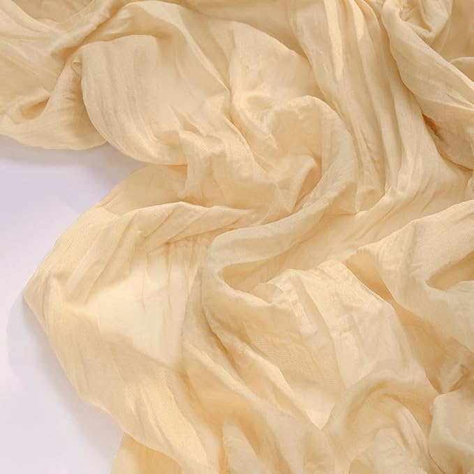 Socomi 3pcs Gold Champagne Cheesecloth Table Runner Fall Thanksgiving Boho Rustic Gauze 120 inch 10FT Cheese Cloth Runner for Wedding Party Baby Shower Birthday Home Decor Holiday Decorations