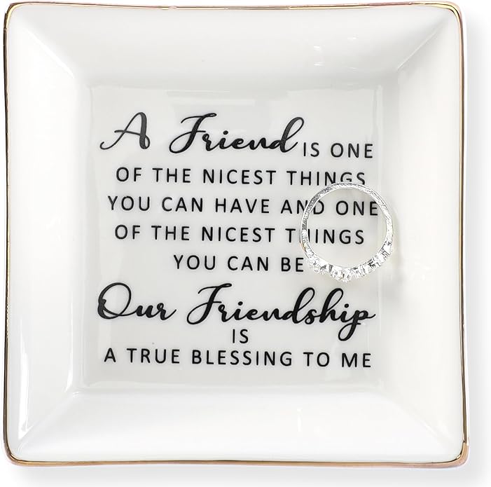 HOME SMILE Ceramic Ring Dish Jewelry Tray for Mom Sister Friends