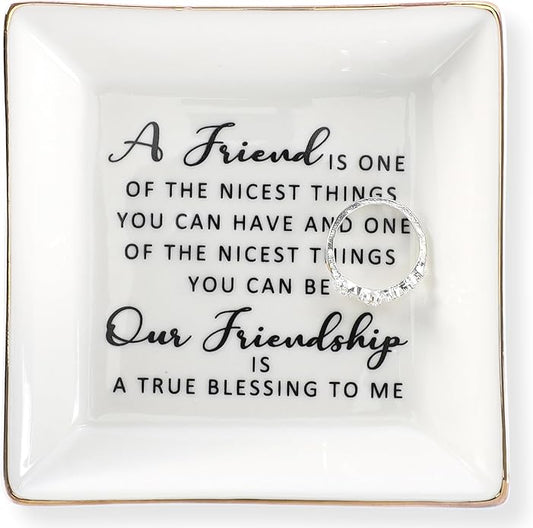 HOME SMILE Ceramic Ring Dish Jewelry Tray for Mom Sister Friends