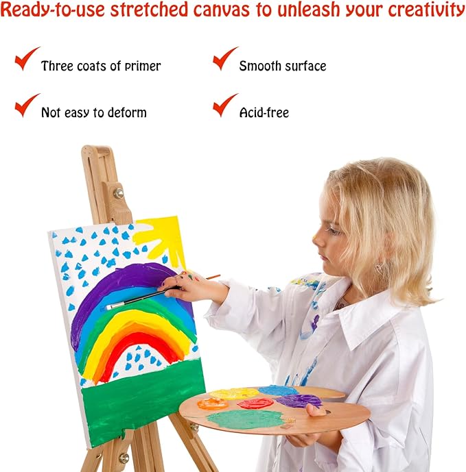 Stretched Canvas for Painting - 9x12 Inch/10 Canvas Value Pack - Triple Primer Acid Free 100% Cotton Blank Canvas for Painting Supplies Oil and Acrylic Pouring Art Watercolor