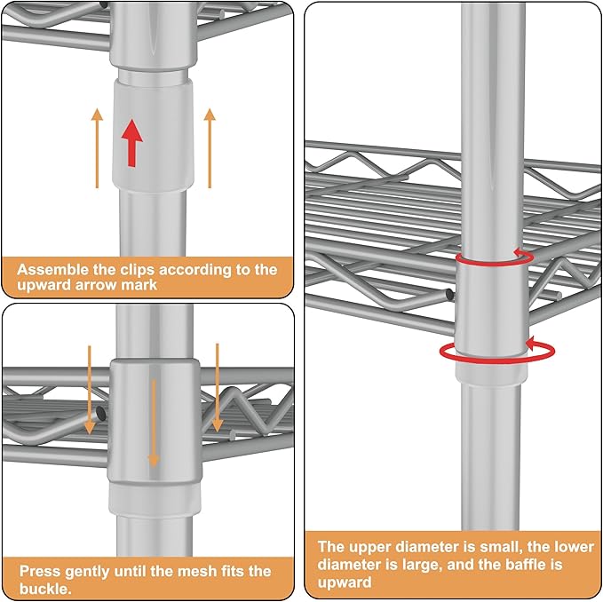 HOMEFORT 5-Tier Wire Shelving 5 Shelves Unit Metal Storage Rack Durable Organizer Perfect for Pantry Closet Kitchen Laundry Organization in Grey,21”Wx14”Dx61”H