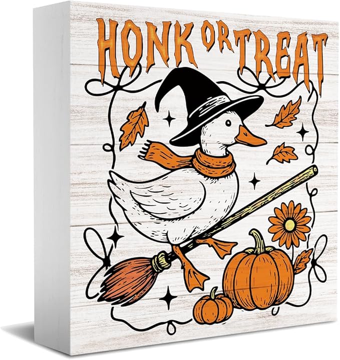 Funny Silly Goose Fall Decor, Retro Fall Decorations for Home Office, Autumn Goose Gifts for Animals Lovers Decorations for House Kitchen 5 x 5 inches (Tub 1711)