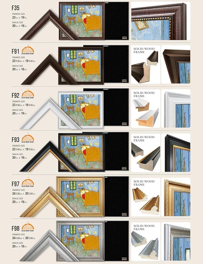 DECORARTS - Bedroom in Arles (Third version) - Vincent Van Gogh Giclee Prints w/Antique Brown Frame for Wall Decor. Picture Size: 20x16, Total Size w/Frame: 23x19