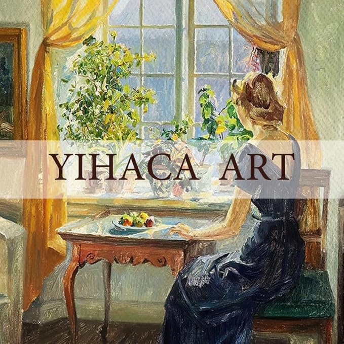 Yihaca Framed Wall Art Vintage Decor, Classical Woman Seated at Window Canvas Prints Vintage Painting Wall Art Decor for Bedroom,Living Room,Study-12''x16''in Vintage Brown Framed