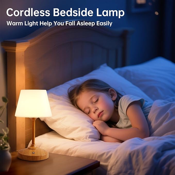 Table Lamp Cordless Battery Operated Lamp Waterproof,Desk Bedside Table Lamps for Bedroom, Outdoor Cordless Rechargeable Touch Lamps for Night Stands, 5000mAh LED Night Light for Living Room