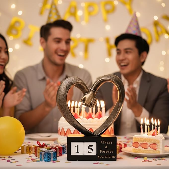 Holding Hands Heart Shaped Statue for His and Her 1 to 50 or 60th Anniversary, Wedding Gift for Newlyweds, for Home Decor, Office Coffee Table Bookshelf TV Cabinet Decor.