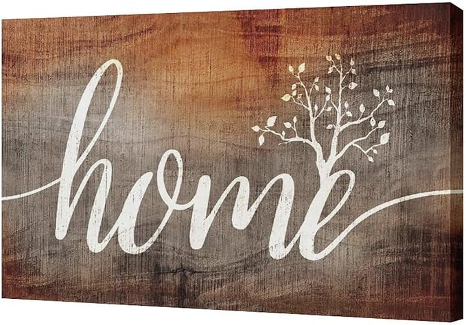 Large Farmhouse Home Wall Art Home Word Sign Pictures Wall Decor Rustic Home Quotes Canvas Painting Print Modern Family Decor Artwork Framed for Living Room Bathroom Master Bedroom Dining room 24"x16"