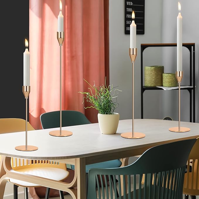 24Pcs Candle Holders, Black Candlestick Holder in Bulk Taper Candle Holders for Pillar Candles Metal Candle Stands For Table Centerpiece, Wedding, Dinning, Party, Valentines Home Decor (Black)