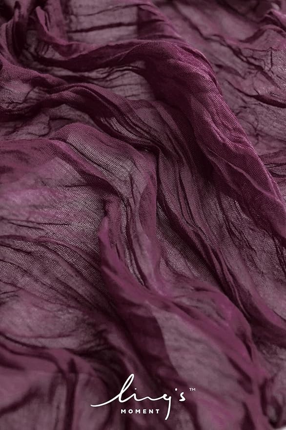 Ling's moment 14Ft Deep Purple Gauze Sheer Table Runner Cheesecloth Table Runner for Wedding Party Bridal Shower(Deep Purple, 14ft x 35")