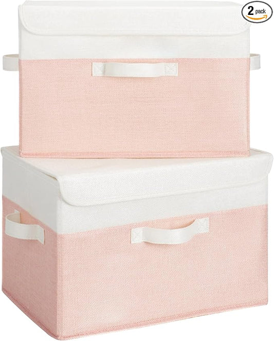 GRANNY SAYS Storage Bins with Lids, Decorative Storage Boxes, Shelf Baskets, Closet Storage Bins for Clothing, Collapsible Storage and Organizer, 2-Pack