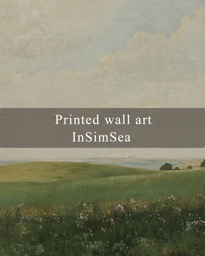 InSimSea Square Framed Canvas Wall Art, Farmhouse Decor Vintage Vast Grassland Paintings Prints, Desk Decor, Nature Scenery Wall Art for Living Room Bedroom, Bathroom Home Decor 16"x16"