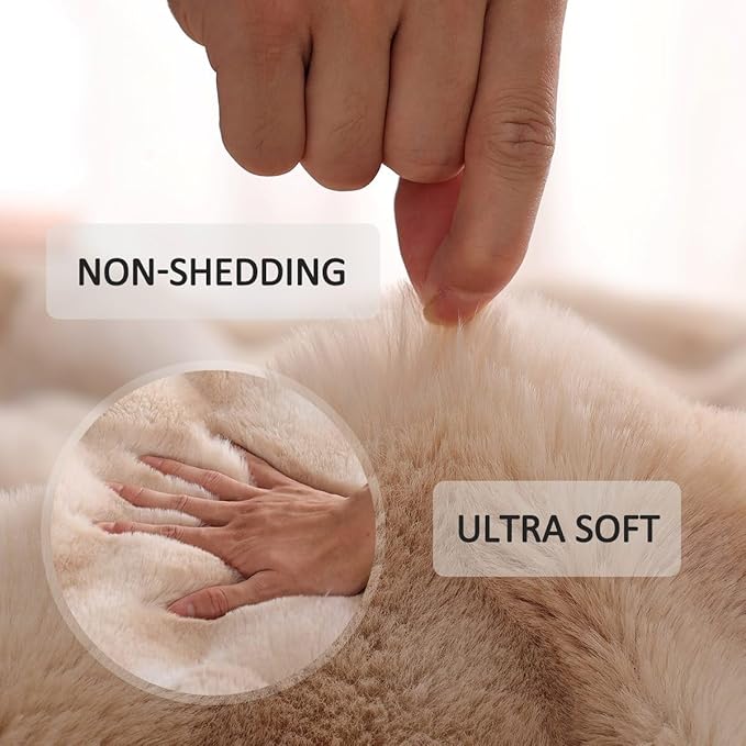 Faux Fur Throw Blanket Yellow Fluffy Bubble Throw Blanket 60x80 for Sofa Couch Bedroom Fuzzy Soft Cozy Thick Khaki Tie-dye