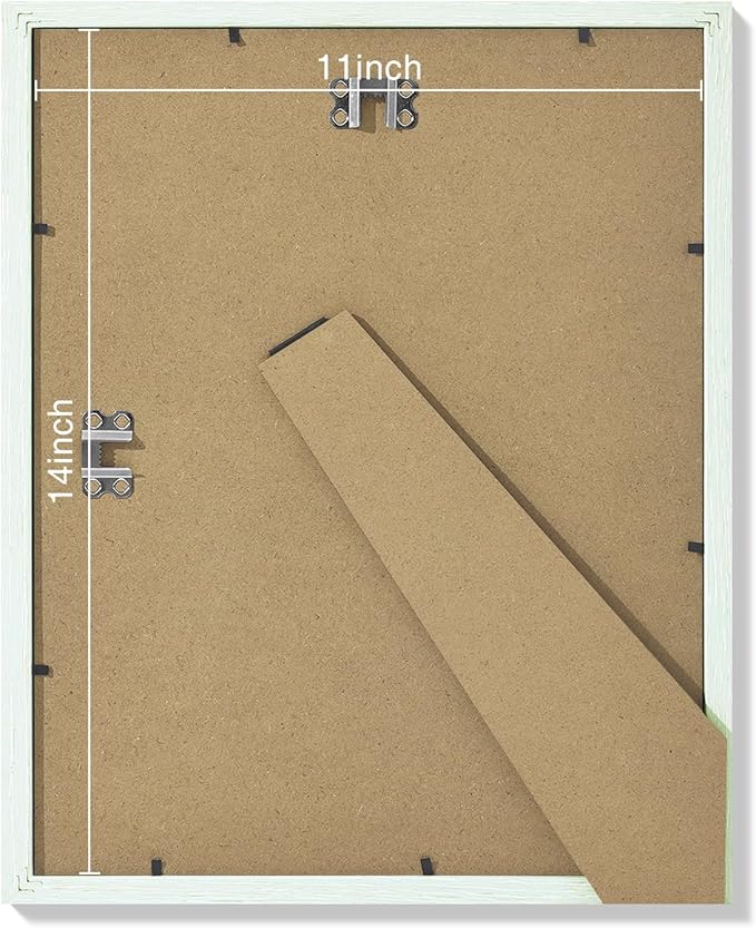 Vittanly 11x14 Picture Frames Set of 9, Shatter Resistant Plexiglass, Display 8x10 Pictures with Mat or 11x14 without Mat, Photo Frames for Wall or Tabletop, Engineered Wood, Vintage Green