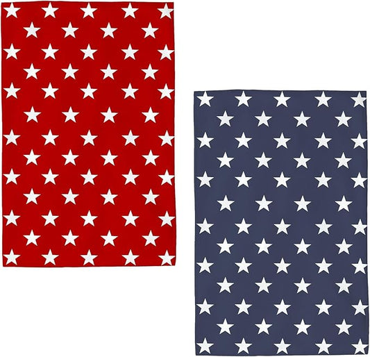 4th of July Kitchen Towels 16x24 Inch Navy Blue Red Patriotic Stars Decor Dish Towels American Independence Day Decoration Hand Towels Absorbent Dish Cloths for Home Kitchen Dining Set of 2
