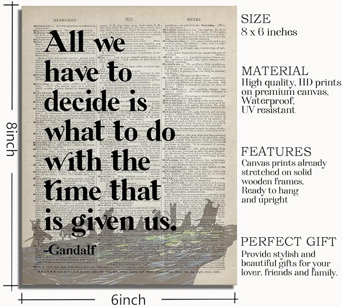 LOTR Gifts, LOTR Poster, Gift for LOTR Decor, All We Have to Decide is What to Do With The Time That is Given Us - Gandalf, LOTR Merch, LOTR Birthday Decor, Lord of the Rings Poster 8x10 inch