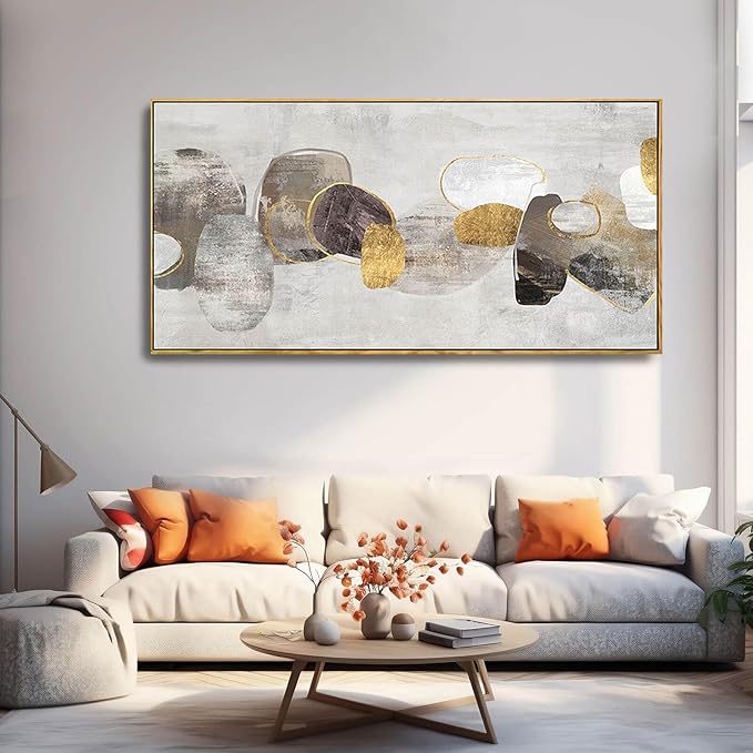 SDYA Gray Abstract Wall Art Decor 30x60 Inch Large Gold Wall Art Modern Artwork for Living Room Bedroom Office Wall Accents
