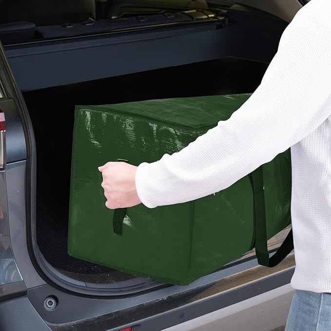 TICONN 6 Pack Extra Large Moving Bags with Zippers & Carrying Handles, Heavy-Duty Storage Tote Moving Boxes for Space Saving (6 Pack, Olive)