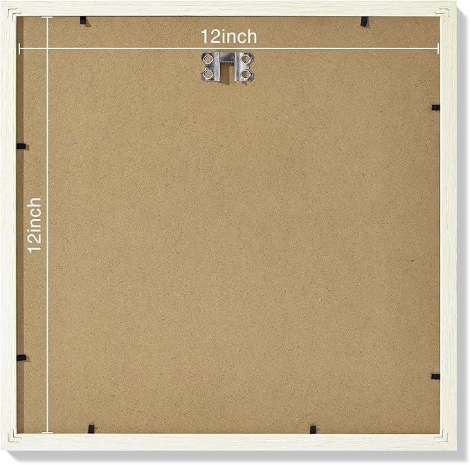 Vittanly 12x12 Picture Frames Set of 9, Shatter Resistant Plexiglass, Display 8x8 Pictures with Mat or 12x12 without Mat, Photo Frames for Wall Mount, Engineered Wood, Whitemist