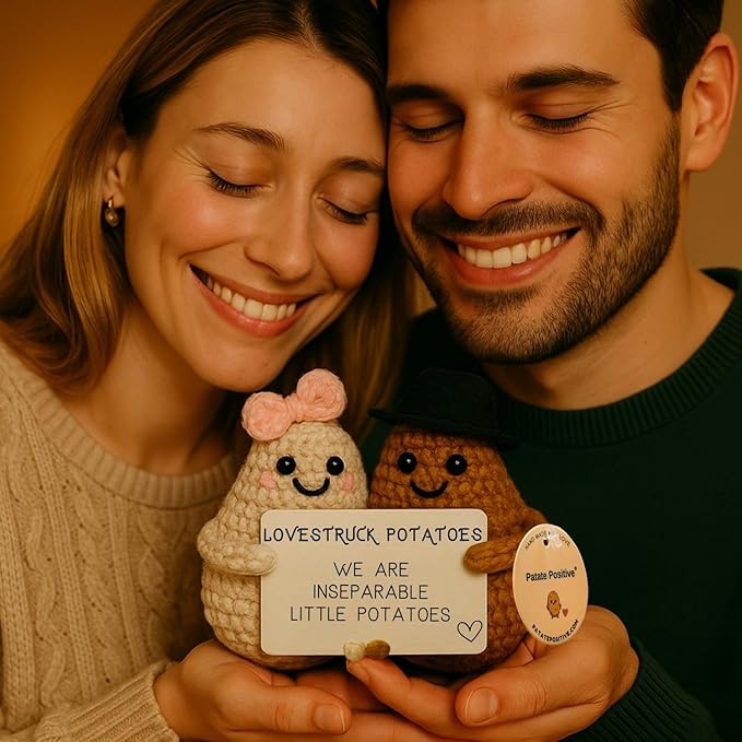 Love Potatoes© | Idea Couple Gift | for Him & Her | Surprise Valentine’s Day Anniversary Wedding | I Love You | Romantic Plush | Partner Boyfriend Girlfriend | Distance Relationship | Cute Pocket Hug