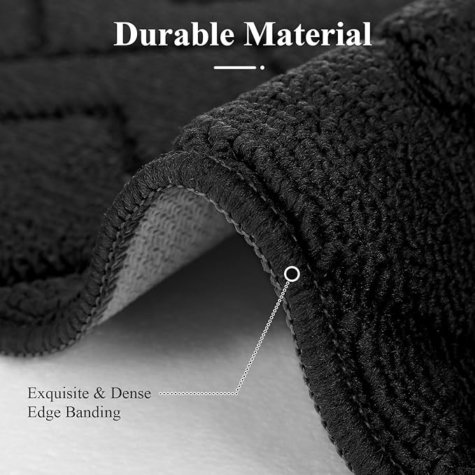 hicorfe Kitchen Rugs and Mats Sets,Super Absorbent Polypropylene Non-Slip Rug,Soft Comfort Floor Mat,Washable for Kitchen,Hallway,Office,Sink,Laundry(24" x 35",Black)