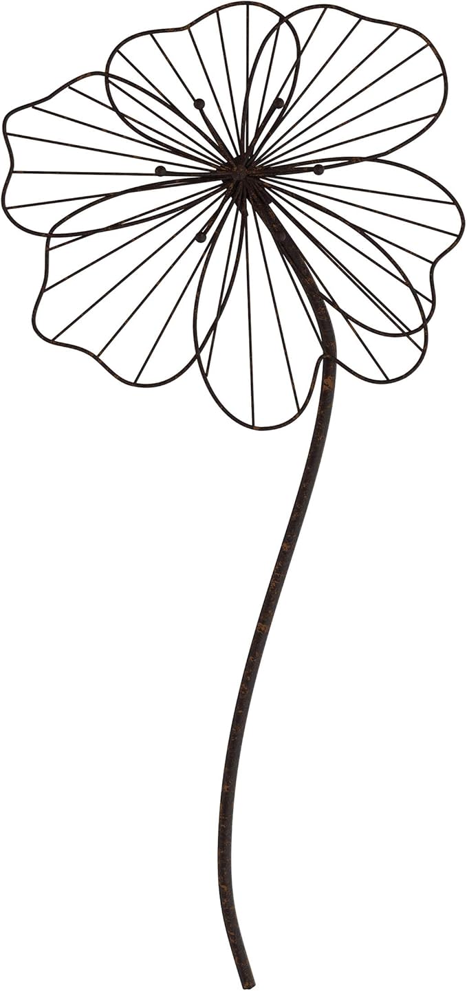 Wall Decor - Metal Layered Wire Flower Sculpture - Contemporary Hanging Accent for Living Room, Bedroom, Entryway, or Kitchen by Lavish Home (Brown)