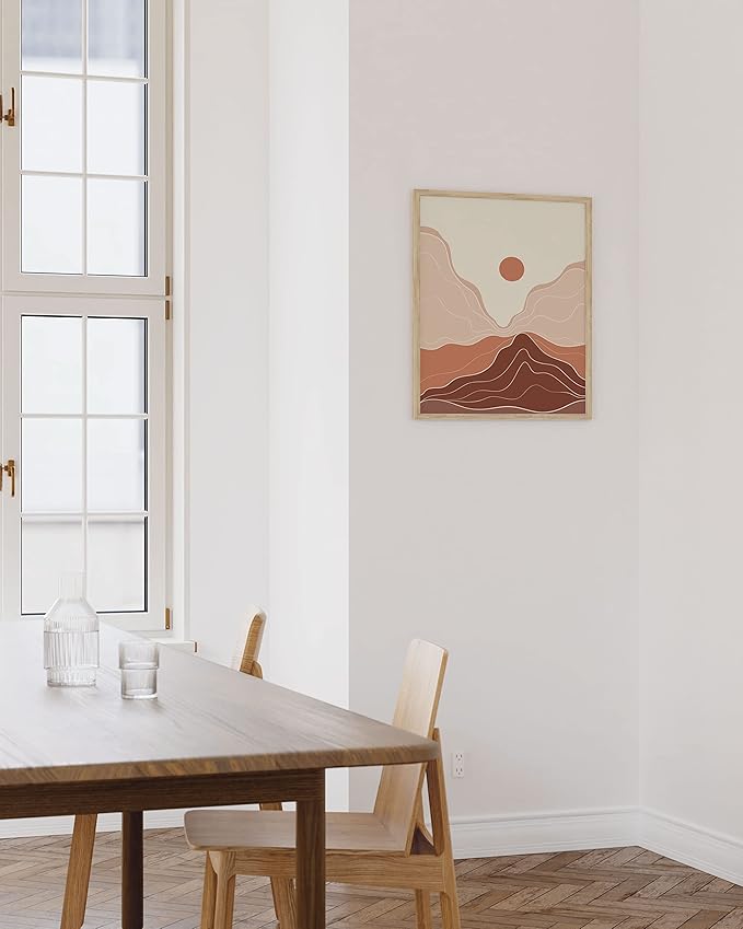 HAUS AND HUES Woman Drawing Line Art Wall Decor (16x20 Unframed, Landscape Sun and View)