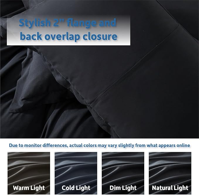 Nestl Twin Duvet Cover Set with Comforter Insert - Black 3 Piece 68x90 Duvet Cover & 1 Pillow Sham with White Quilted Down Alternative Comforter, Ultra Soft, All Season