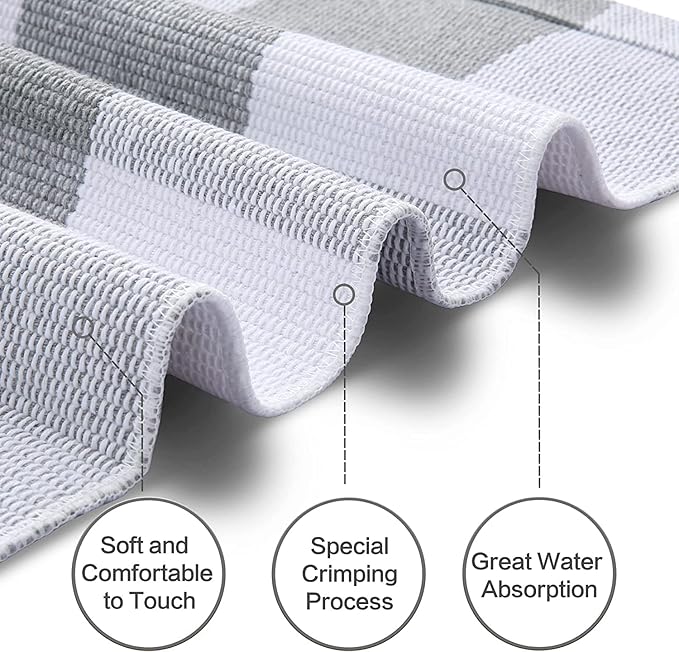 SEEKSEE Cotton Buffalo Plaid Rug 27.5"x43" Gray and White Checked Rug Washable Doormats Indoor Outdoor Rugs for Layered Front Door Mats, Porch, Kitchen, Farmhouse, Entryway