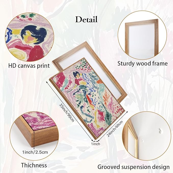 CHDITB Abstract Expressionist Framed Canvas Wall Art Set, Colorful Nature Inspired Wall Decor, Modern Gallery Art Spiritual Wall Painting, Eclectic Art Prints For Living Room Bedroom Office-24 x36 x3