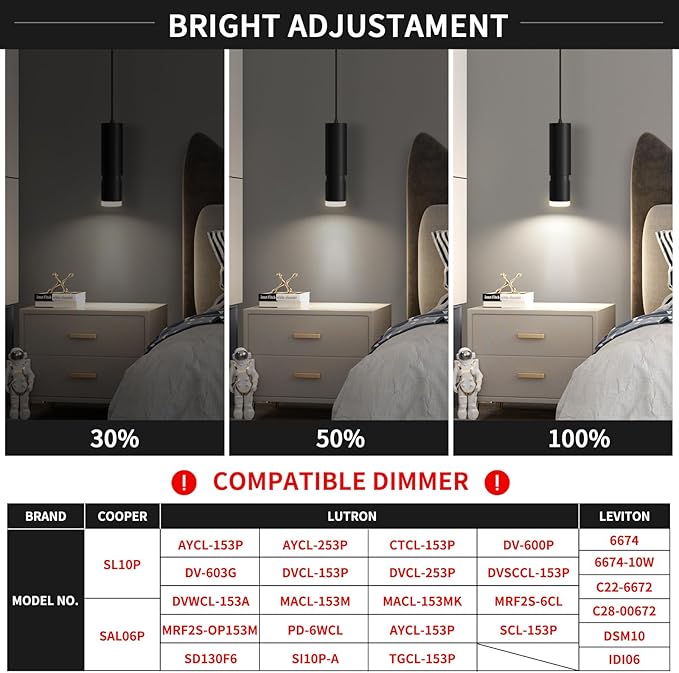 OKELI Pendant Lights, Modern Black Pendant Lights Fixture,3-CCT Unique Adjustable Focus LED Pendant Lighting for Kitchen Island,20W,2700/4000k/6000K, ETL(3Pack)