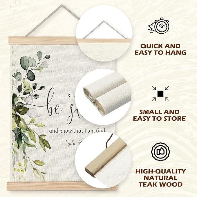 Supwhd Christian Wall Decor for Bedroom Living Room Office, Be Still and Know That I am God Psalm 46 Christian Wall Art Framed, 16x24