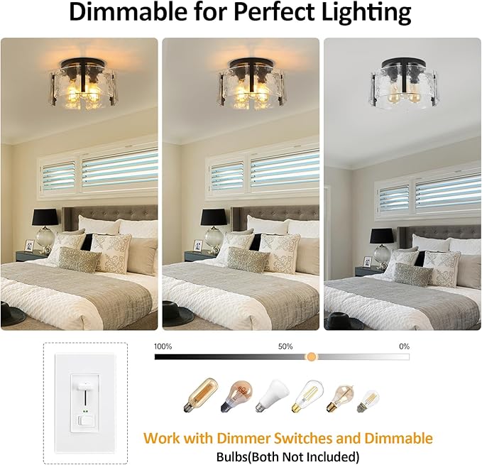 Black Semi Flush Mount Ceiling Light Fixture, 3-Light Modern Hallway Light Fixtures Ceiling Mount, Foyer Kitchen Lighting Fixtures Ceiling Lights for Bedroom, Bathroom, Laundry Room, Entryway, Hallway