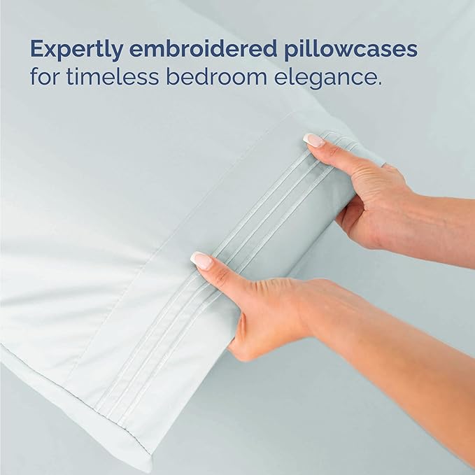 Twin Size 3 Piece Sheet Set - Comfy Breathable & Cooling Bed Sheets Set - Hotel Luxury Bedding for Women, Men, Kids, Teens, Boys & Girls - Deep Pockets, Ultra-Soft, Wrinkle Free - Oeko-Tex - Ice Blue