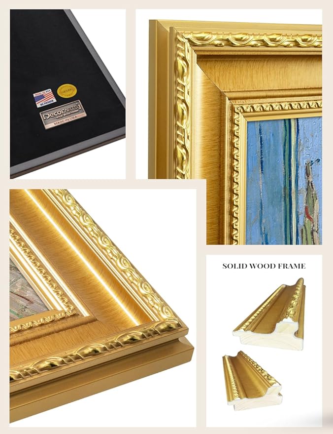 DECORARTS - Bedroom in Arles (Third Version) by Vincent Van Gogh. Giclee Print on Acid-Free Canvas in Gold Solid Wood Frame. Picture Size: 20x16, Total Size: 24.75x20.75, Made in USA