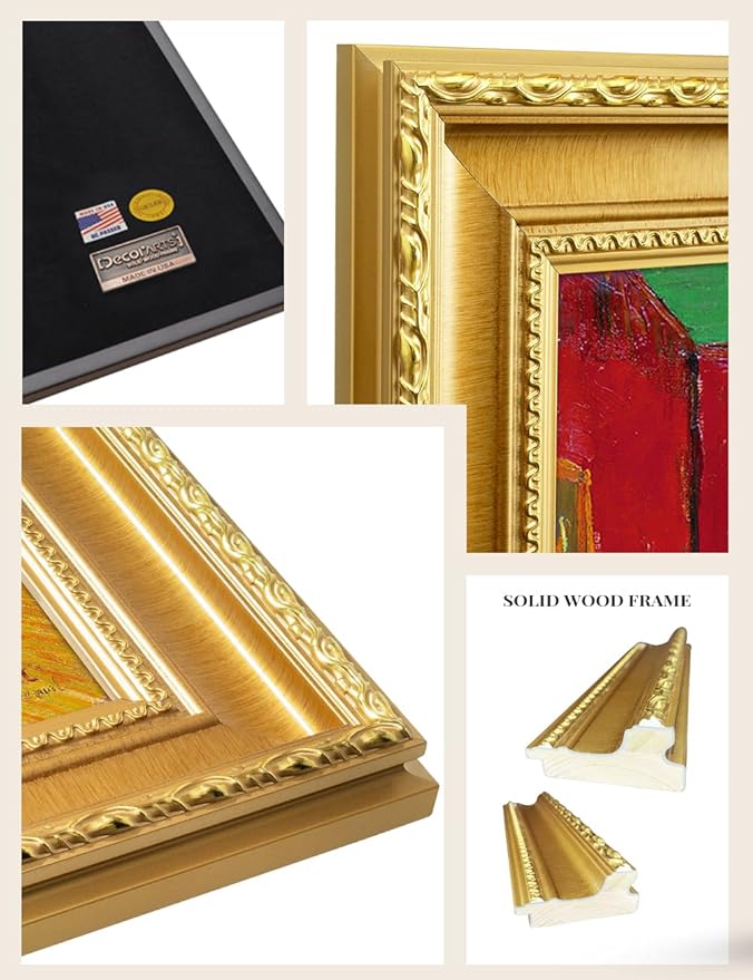 DECORARTS - The Night Cafe in the Place Lamartine by Vincent Van Gogh. Giclee Print on Acid-Free Canvas in Gold Solid Wood Frame. Picture Size: 20x16, Total Size: 24.75x20.75, Made in USA