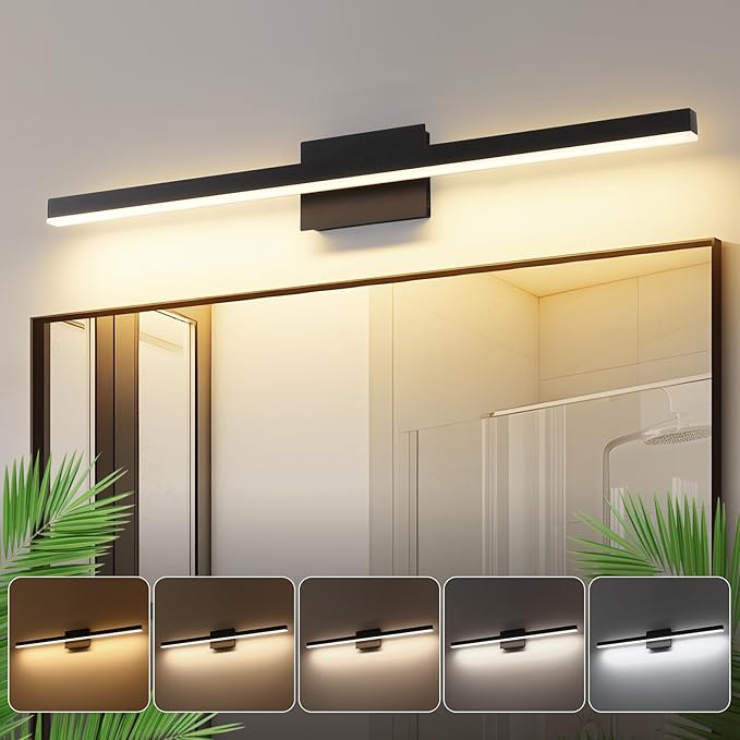 Joossnwell Bathroom Vanity Light Black Dimmable 5CCT Bathroom Lighting FIixtures Over Mirror 39.37 Inch Modern Vanity Light bar Led Bath Light ETL Certificated