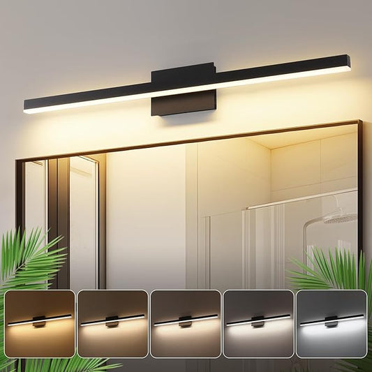 Joossnwell Bathroom Vanity Light Black Dimmable 5CCT Bathroom Lighting FIixtures Over Mirror 39.37 Inch Modern Vanity Light bar Led Bath Light ETL Certificated