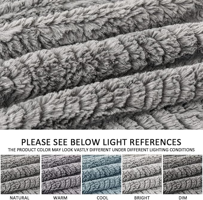 YUSOKI Luxury Faux Fur Twin XL Blanket for Twin XL Bed 2 Layers,5.2lb,All Ages,Home Decoration Without Pillows(Grey,63"x90")