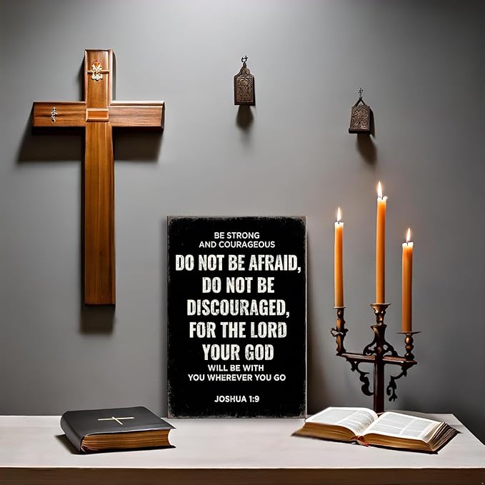 Be Strong and Courageous Joshua 1:9 Bible Verse Canvas Wall Art - Christian Scripture Inspirational Wall Decor for Prayer Room, Faith-Based Home Decor, Religious Gift for Women, Motivational Spiritual Living Room,bedroom Art. A-387