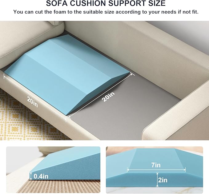 Couch Cushion Support, Trapezoid 40D Sofa Cushion Support for Sagging Couch Seats, High Density Foam Furniture Seat Sagging Repair, Set of 3