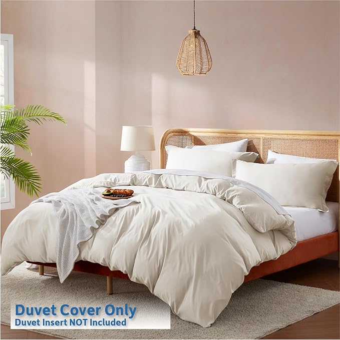 Nestl Off White Duvet Cover King Size - Soft Double Brushed King Duvet Cover Set, 3 Piece, with Button Closure, 1 Duvet Cover 104x90 inches and 2 Pillow Shams