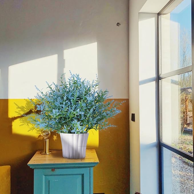 Blue Artificial Flowers for Outdoor Faux Outdoor Flowers Artificial Flowers That Look Real Outdoor Fake Flowers Outdoor Flowers Artificial for Porch Artificial Lavender Flowers for Outdoors(Blue)