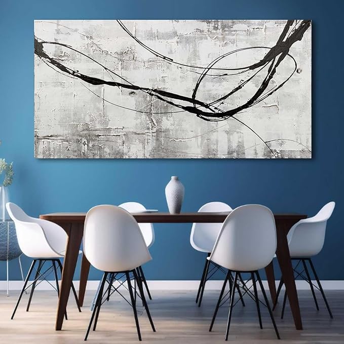 XIANSHOU Large Living Room Wall Decor Abstract Canvas Wall Art Black Wall Decor Contemporary Dining Room Pictures Office Home Decorations 29"x 58" Hallway Decor