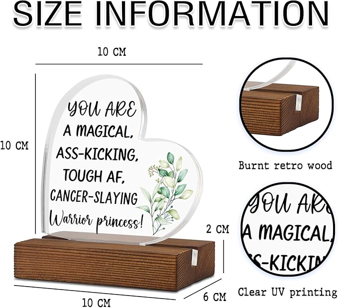 Gifts for Cancer Patients, Warrior Princess! riend Sister Tough Time Gift,Recovery Gifts for Her Him women,Surgery Get Well Gifts for Women,Home Office Decor Acrylic Sign Plaque XA320