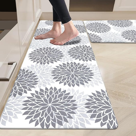 HEBE Anti Fatigue Kitchen Rug Sets 2 Piece Non Slip Kitchen Mats for Floor Cushioned Kitchen Rugs and Mats Waterproof Comfort Standing Mat Runner for Kitchen,Home Office,Sink,Laundry