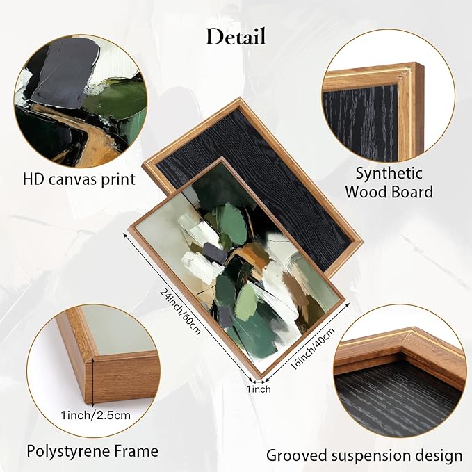 CHDITB Abstract Modern Framed Canvas Wall Art Set, Contemporary Artwork For Home Decor, Neutral Pastel Illustration Wall Painting, Nordic Minimal Zen Art Prints For Living Room Office-16 x24 x3