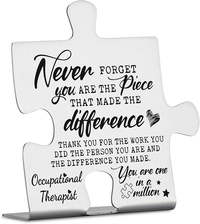 Occupational Therapist Gifts, Thank You Appreciation Gifts for OT Week Birthday Christmas Office Desk Decor Puzzle Piece Decorative Signs Plaques YCC36