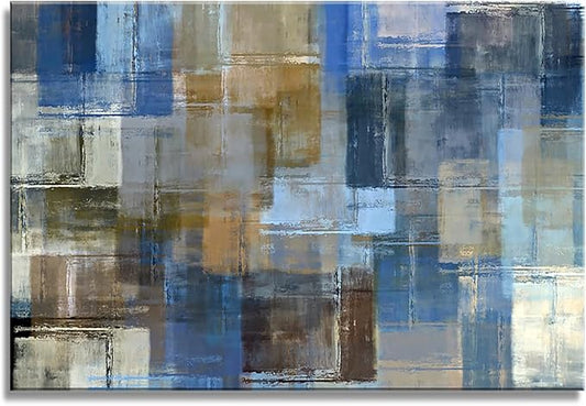 DZL Art A74881 Large Abstract Wall Art Grey and Blue Canvas Prints Painting Framed wall art Canvas Wall Art for living Room Bedroom and Office Home Decor Artwork