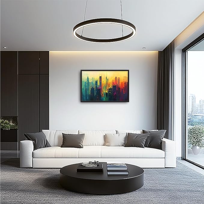 Framed Large Wall Art for Living Room, New York City Canvas Wall Decor, Large Cityscape Picture Framed Painting, Modern Artwork for Bedroom Office 36L'' × 24W''